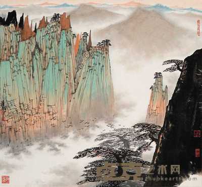 薛亮 山水 立轴 45.5×49cm